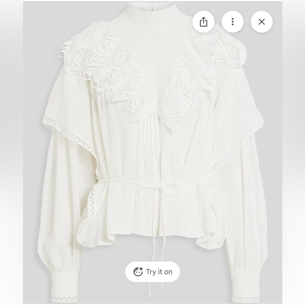 IRO White Textured Blouse lace size S - Picture 11 of 12